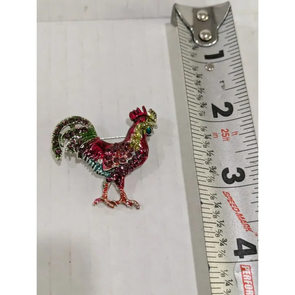 Rooster Colorful Crystal‎ Rhinestones & Enamel Brooch Pin